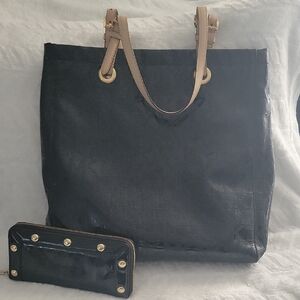 Michael Kors Black and Tan Tote with Wallet